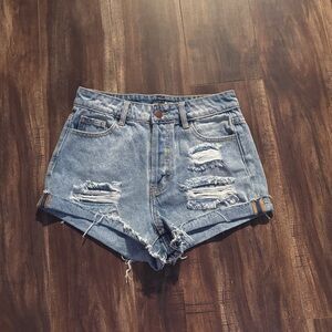 Fashion Nova Blue Distressed Jean Shorts